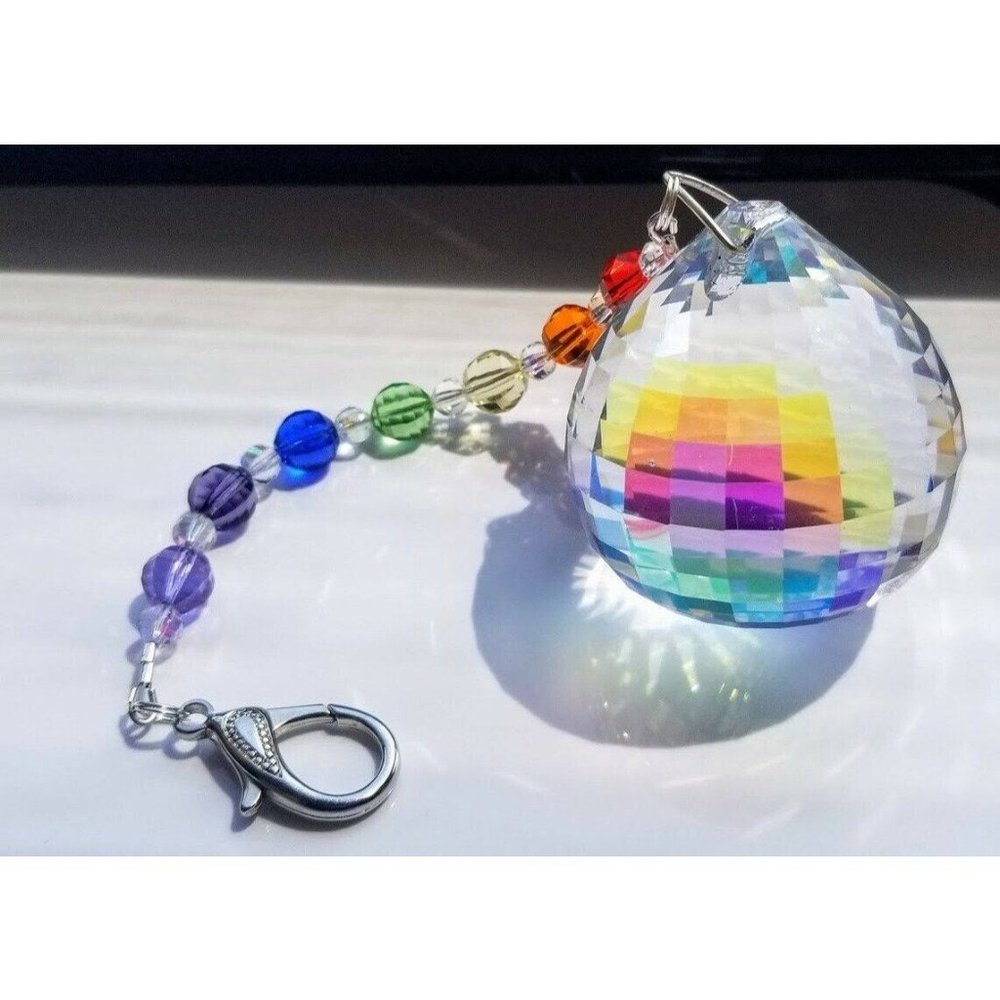 Crystal suncatcher prism 40mm AB with crystal chak